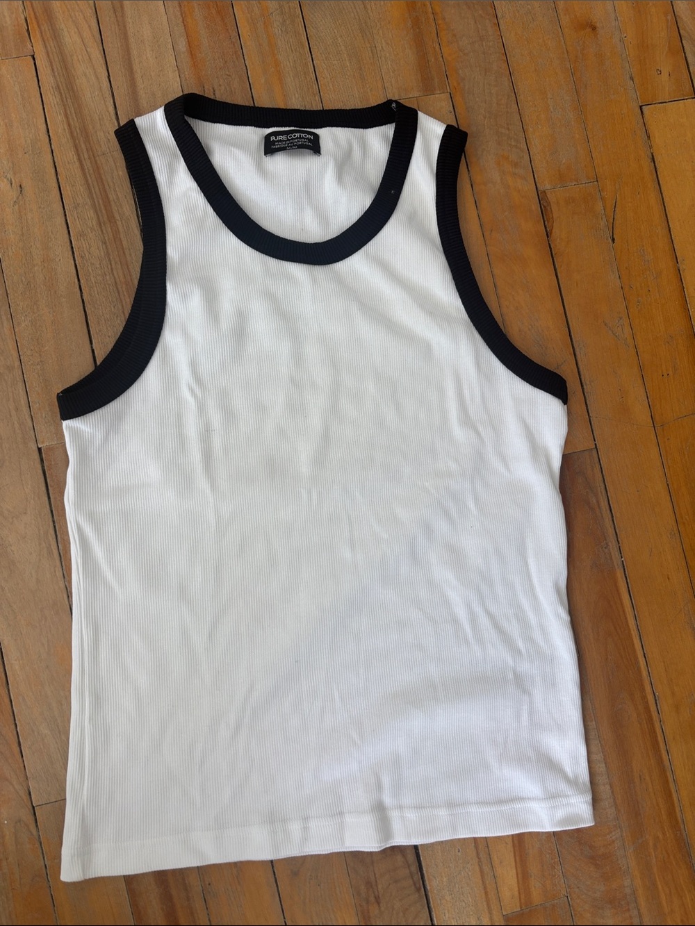 Women's White Tank Top with Black Trim